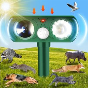 Ultrasonic Cat Deterrent, Solar Animal Repellent, Ultrasonic Cat Deterrent for Garden, Cat Repellent, Marten Deterrent, Car, Cats, Repellent, Outdoor, PIR Motion Sensor, LED Flash, Waterproof for