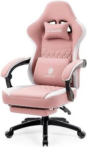 Dowinx Gaming Chair Breathable Fabric Computer Chair with Pocket Spring Cushion, Comfortable Office Chair with Gel Pad and Storage Bag,Massage Game Chair with Footrest,Pink
