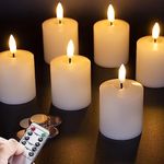 Mavandes 2"x 2.2" Battery Operated Tea Lights Candles with Remote,Ivory Flameless LED Tealights Candles,Real Wax Pack of 6 Flickering Fake Small Timer Votive Candles(CR2450 Batteries Included)