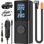 Tire Inflator Portable Air Compressor, 4X Faster 150PSI & 20000mAh Portable Air Pump, Accurate Pressure LCD Display, 12V DC Power Motorcycle Air Pump for RV Truck Car Bike Motorcycle (Dual Cylinder)