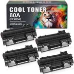 Cool Toner Compatible Toner Cartridge Replacement for HP 80A CF280A 80X CF280X Laserjet Pro 400 M401n MFP M425dn M401dne M401dn M401dw M425dw Laserjet Pro 400 Toner M401 M425 Printer (Black, 4-Pack)