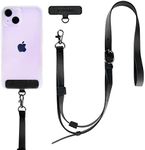 Smartish Phone Lanyard - Case Clinger - Universal iPhone Holder with Detachable Crossbody Shoulder Neck Strap Compatible with all Phone Cases - Adjustable Black Vegan Leather