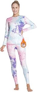 MANCYFIT Womens Thermal Tops Fleece Lined Shirt Long Sleeve Base Layer Striped Shirt Tie Dye Purple Large