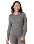 LAPASA Women's Merino Wool Base Layer Top, Warm Long Sleeve Crew Neck T-Shirt for Ladies Thermoflux L48, Heather Grey, S