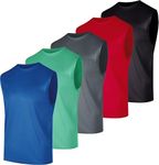 5 Pack: Mens Big & Tall King Size Mesh Tank Tops Active Wear T-Shirt Top Tanks Tees Workout Gym Dry Fit Breathable Crew Under Shirt Athletic Sport Running Top Exercise SPF Shirt Men Tee - Set 10, 3X