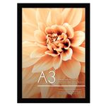 Americanflat A3 Picture Frame in Black - Engineered Wood with Shatter Resistant Glass - Horizontal and Vertical Formats for Wall - 29.7x42 cm