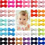 JOYOYO 50 Pcs Baby Hair Bows with Full Ribbon Covered Baby Care Clips Craft 2 Inch Small Hair Clips for Baby Fine Hair