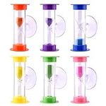 FEPITO Sand Timer Toothbrush Hourglass Two/Three minutes Hourglass with Suction Cup For Games,Cooking, Tooth Brushing Time Countdown Calculation (Pack of 6)