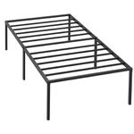 24/7 Shop at Home Sync 18 Inch Metal Twin Bed Frame No Box Spring Needed, Heavy Duty Bedframe with Storage Space Underneath, Durable and Non-Slip Slats Platform, Easy Assembly, Black