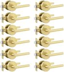 Goldenwarm Brushed Gold Lever Passage Door Handle, Zinc-Alloy Heavy Duty Gold Hall and Closet Door Handle, Passage Door Hardware for Hallways and Closets (12 Pack)