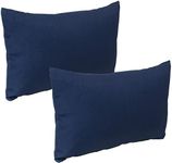 Sunnydaze Indoor and Outdoor Decorative Lumbar Pillows with Zipper Closures and Inserts - 12 x 20 Inch Rectangular Throw Pillows - Weather-Resistant Polyester - Navy