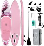 FEATH-R-LITE Inflatable Paddle Board Stand Up Paddleboards for Adults SUP with Premium Accessories Pump, Adjustable Paddle, Leash, Three Fins, Backpack (Blush Moose)