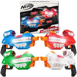 NERF Laser Vision 4 Player Laser Tag Game with Laser Vision Technology, See-in-the-Dark Blasters - Indoor or Outdoor Play Arcade Games, Toys for Kids & Family