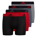 Adidas Boys' Kids Performance Boxer Briefs Underwear (4-Pack), Scarlet Red/Black/Grey, Medium