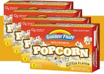 Microwave Popcorn Bags in Bulk | Dairy Free Butter Flavored Popcorn Microwave Bags | Vegan - High Fiber - Kosher Snacks 4 Packs - 12 bags - 3oz. by Golden Fluff