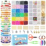 Fournine 7600 Pcs Clay Beads Bracelet Making Kit, 2 Boxes 24 Colors Friendship Bracelet Kit Flat Polymer Heishi Beads for Jewelry Making, Crafts Gift for Girls Ages 6-12