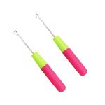 2pcs Plastic Handle Crochet Needle Hook,Crochet Needle Hair,Latch Hook Crochet Needle for Kids Adults Braid Hair,Hair Braiding Micro Braids,Hair Extension,Feather and Dreadlock Beads