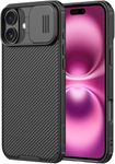 Nillkin Classic Series Compatible for iPhone 16 Case with Camera Cover, [Camera Lens Protector] [Scratch-Resistant] [360 Full Protection] Shockproof Slim Phone Case,(Black, 16)