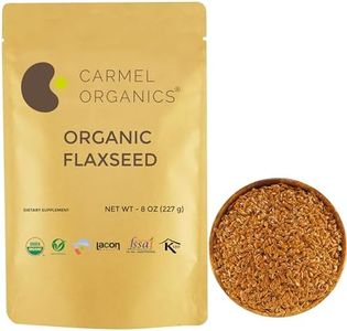 Organic Flax Seeds Whole 8 Ounce or 227g (0.5 Lb) | Non GMO | Kosher | USDA Certified Organic | By Carmel Organics | Unroasted Flax Seed | Plant Based | Linum usitatissimum