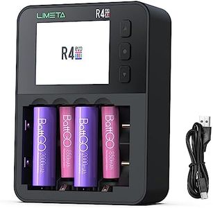 LIMETA R4EVO Smart Battery Charger for Rechargeable AA AAA Batteries Fast Charging for Lithium Nimh Nicd LiFePO4 Eneloop Battery 18650 10440 26650 and More - Charge Discharge Storage