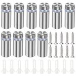 YIXISI 10 PCS 12×30 mm Stainless Steel Advertising Screw, Standoff Fixings, Stainless Steel Sign Standoff Screws, with Screws, for Advertisement Fixings, Silver