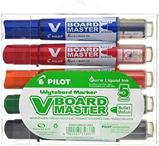 Pilot 5080S5BG Bright Bullet Tip V Board Master 0.9mm Bullet Tip Whiteboard Marker 5 Pack, Assorted Colours (12807)