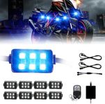 SUNPIE Motorcycle LED Light Kit 8 Pods Universal Motorcycle LED Underglow Kit w/RGB Color Changing Compatible with Harley Kawasaki Yamaha All Motorcycle with DC 12v