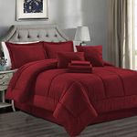 JML Comforter Set King, 10 Pieces Microfiber Bedding Comforter Sets - Luxury Solid Color Quilted Embroidered Pattern, Perfect for Any Bed Room or Guest Room, Burgundy