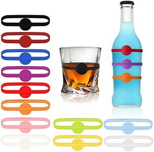 12 Pack Elastic Silicone Band Glass Markers, Wine Beer Bottle Drink Liquor Glasses Tag Soft Drink Cans Home Party Identifier