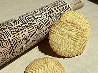 TRIBAL Embossing Rolling Pin. Engraved Wooden Dough Roller for Embossed Cookies or Pottery. Rolling Pins by Algis Crafts