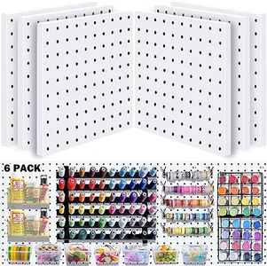 6pcs Pegboard Wall Organizer Panels, Mount Display Pegboard Kits Fit Pegboard Organizer and Storage, for Craft Room Garage Kitchen, Peg Boards for Walls, Easy Installation - White Pegboard Wall