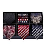 HISDERN Men's Tie and Handkerchief Set Business Classic Ties for Men Wedding Party Lot 5 Pcs Silk Necktie & Pocket Square with Gift Box