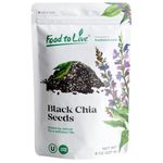 Black Chia Seeds, 8 Ounces – Whole, Sproutable, Vegan, Kosher, Keto, Sirtfood, Bulk. Rich in Essential Fatty Acids, Fiber, Protein. Great for Chia Pudding, Smoothie, Oatmeal.