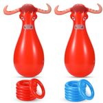 Inflatable Bull Ring Toss Game Set, Giant Inflatable Bull Toss Ring Game for Kids Adults Games Outdoor Activities Decorations