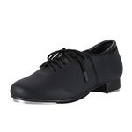 Linodes PU Leather Lace Up Tap Shoe Dance Shoes for Women and Men's Dance Shoes-Black-6M