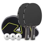JOOLA Black Duo Pro Table Tennis Set – 2 Match Pro Bats, 3 Tournament Balls & Case