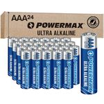 Powermax 24-Count AAA Batteries, Ultra Long Lasting Alkaline Battery, 10-Year Shelf Life, Reclosable Packaging