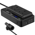 TOPEV 200W Inverter 12V to 240V,Car Power Inverter with LED Voltage Display,Car Inverter DC 12v to AC 240v UK with 3 Pin Plug Dual USB Type C Invert to Charge Laptop, iPad, iPhone, Tablet