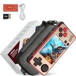 Miyoo A30 Retro Handheld Game Console,Portable Game Emulator with Storage Case,2.8" IPS Screen,Compatible with Many Types of Classic Games.(Glod & Red 64G)