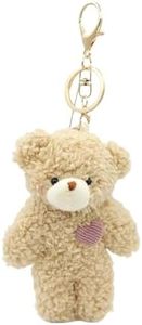 Kotkiddy Orso peluche portachiavi giocattolo per bambini con cuore viola 13 cm farcito Teddy zaino peluche borsa ciondolo regalo per ragazze, gold, L