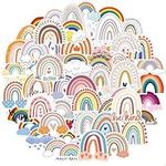 Amabro 60 Pcs Rainbow Stickers, Water Bottles Colorful Decals Rainbow Waterproof Vinyl Stickers Boho Aesthetic Stickers for Laptop Luggage Computer Kids Tablet Cup Notebook Scrapbook Skateboard