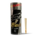 RAW Cones Classic Black 1-1/4 Size | 50 Pack | Natural Pre Rolled Rolling Paper Pressed Extra Fine for Thin, Slow Burning, Naturally Translucent Paper with Tips & Packing Tubes Included