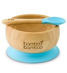 bamboo bamboo Baby Bowl and Spoon Set, Baby Bowls for Weaning, Baby Suction Bowl with Silicone Suction Ring, Toddler Bowls with Baby Spoon, Weaning Bowl for Babies from 6 Months (Blue)