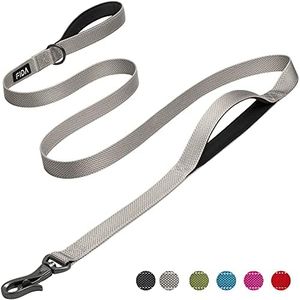 Fida Dog Leash Traffic Padded Two Handles, Advanced Easy Clasp, Heavy Duty Reflective Leashes for Control Safety Training, Walking Lead for Small to Large Dogs, 6 ft, Grey