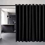 Decorelia Extra Wide Thermal Insulated Curtains 1 Panel for Sliding Glass Patio Door, Soundproof Blackout Curtain for Doorway, Bedroom, Living Room, Closet, Basement, Loft (Black, 100W x 84L Inch)