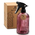 OFFIDIX Glass Spray Bottle, Handheld Pressure Plant Mister 0.4L Water Sprayer Watering Can with Adjustable Nozzle for Garden, Plant, Cleaning (Fuchsia)