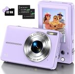 Digital Camera, Kids Camera with 32GB Card FHD 1080P 44MP Vlogging Camera with LCD Screen 16X Zoom Compact Portable Mini Rechargeable Camera Gifts for Students Teens Adults Girls Boys-Purple