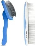 We Love Doodles Large Dog Grooming Comb & Mini Dog Slicker Brush Bundle - Grooming Comb & Long Pin Brush for Dogs Kit - Removes Tangles & For Dematting - Brush for Shedding - Made in USA