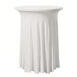 SKIRT style SPANDEX Tablecloth for round poseur Table, pleated Stretch Cover for cocktail table (White, 60 cm Diameter)