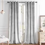 Timeper 84 inches Blackot Velvet Curtains - Silver Grey Heavy Thermal Insulated Grommet Curtains Noise Reduce Window Panels for Living Room/Bedroom/Home, 2 Panels, 52 x 84 Inch